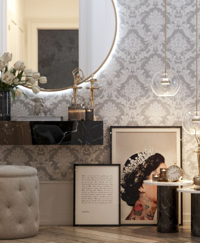 Interior 3D rendering of furniture details