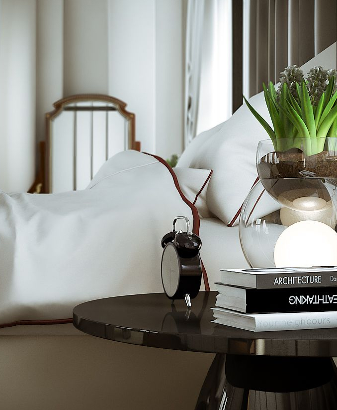 Interior 3D rendering of a night stand