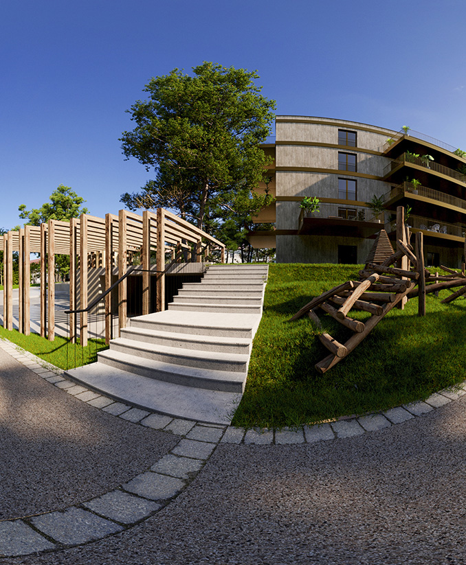 3D rendering of a virtual tour panorama