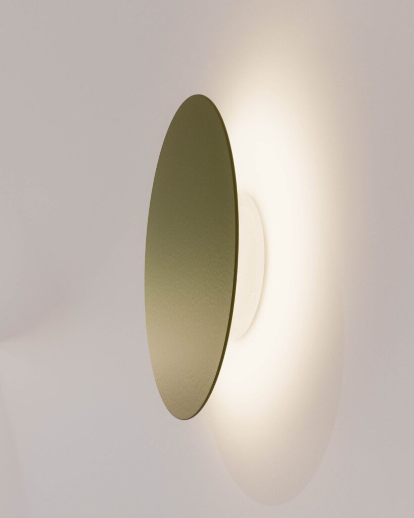 Furniture 3D rendering of the Lighting catalogue green circular wall lamp