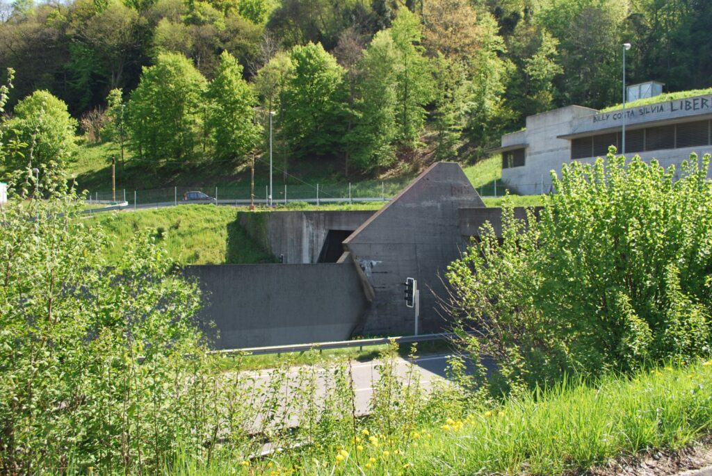 Urban 3D rendering of the Ticino Highway Guard Rail highway surrounded by plants