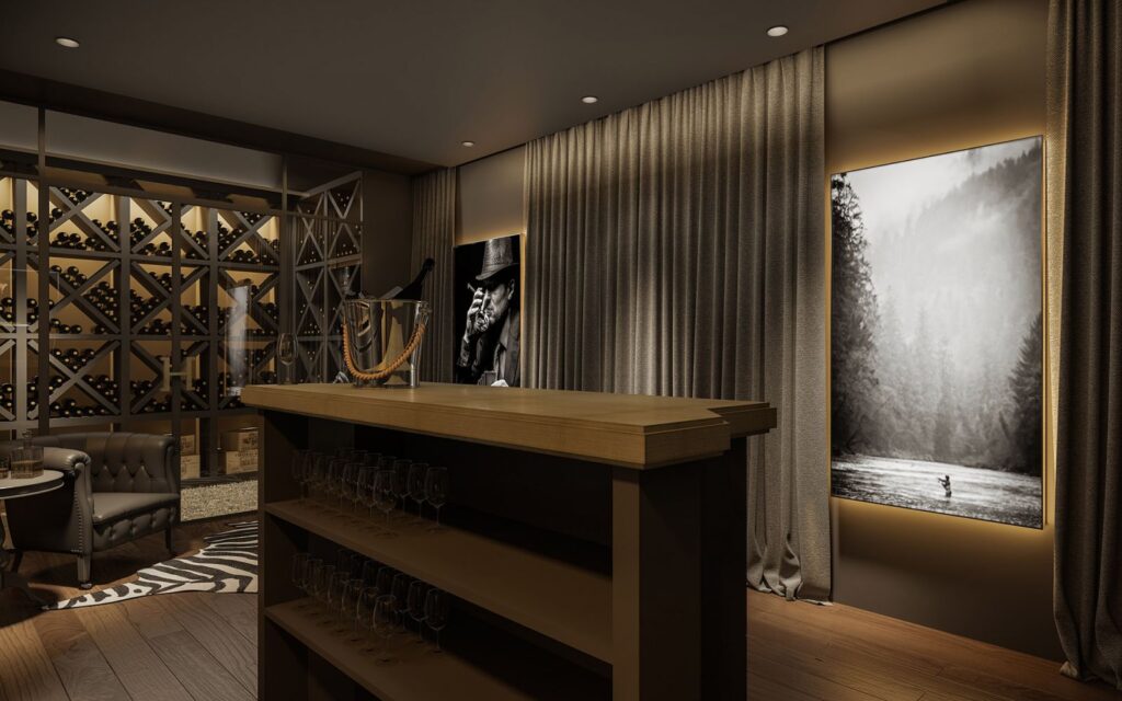 Furniture 3D rendering of the Boys Room modern wooden cocktail furniture with storage space