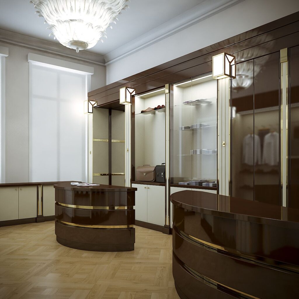 Interior 3D rendering of the Zilli store with modern style