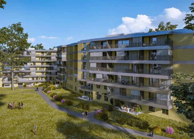 Real estate 3D rendering of the modern condominiums in Geneva with minimalist style for the IAA competition
