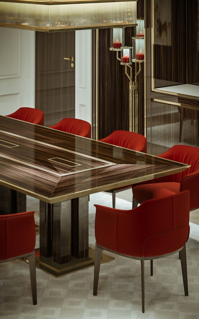 Comercial 3D rendering of the luxury Jewelry penthouse decorated with refined style furniture